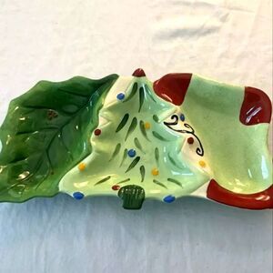 BRAND NEW CORSICA HOLIDAY  CHRISTMAS FIGURAL DEVIDED SERVING DISH TRAY PLATTER